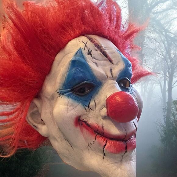 Scary Evil Clown Mask Red Hair Creepy Halloween Costume Cosplay Horror - Picture 2 of 9